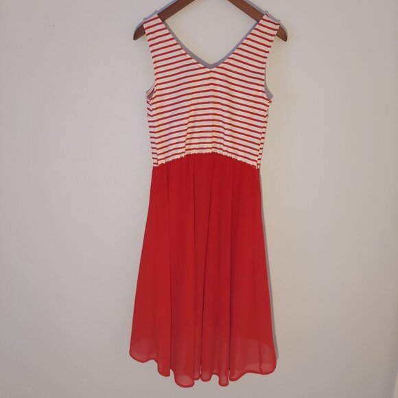 Suzy Shier Red White Striped Midi Summer Size S - Picture 6 of 8
